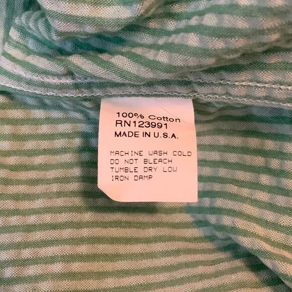 Gitman Bros Vintage Seersucker Shirt Short Sleeve Green XL - Picture 5 of 5